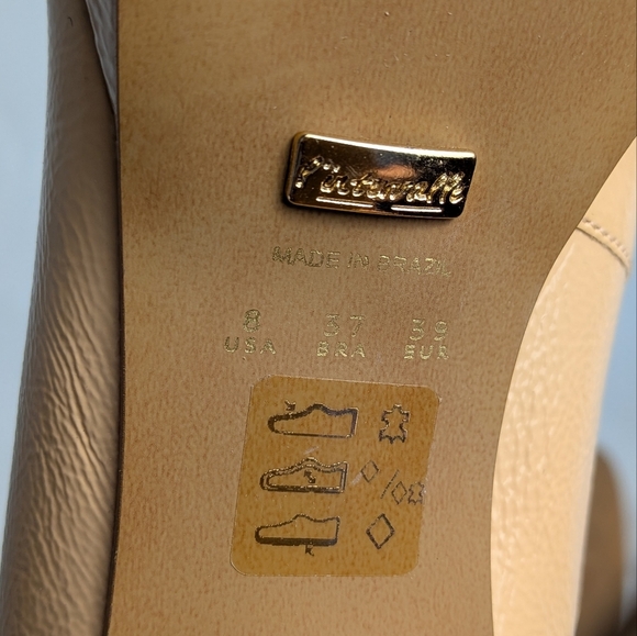 L'INTERVALLE Beige Platform Glossy Leather Women Shoes Size 8 Made In Brazil - Picture 12 of 12